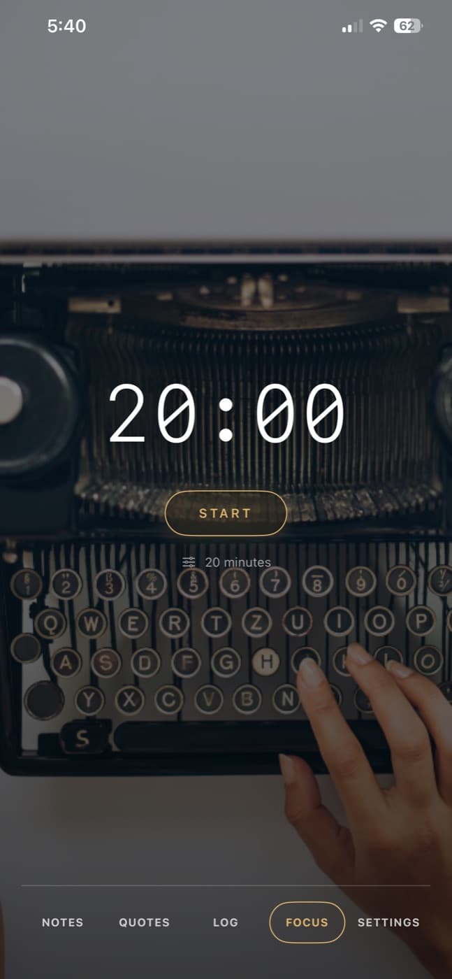 The focus timer in Calamus Ideas counting down over a photograph, with a Start control beneath it