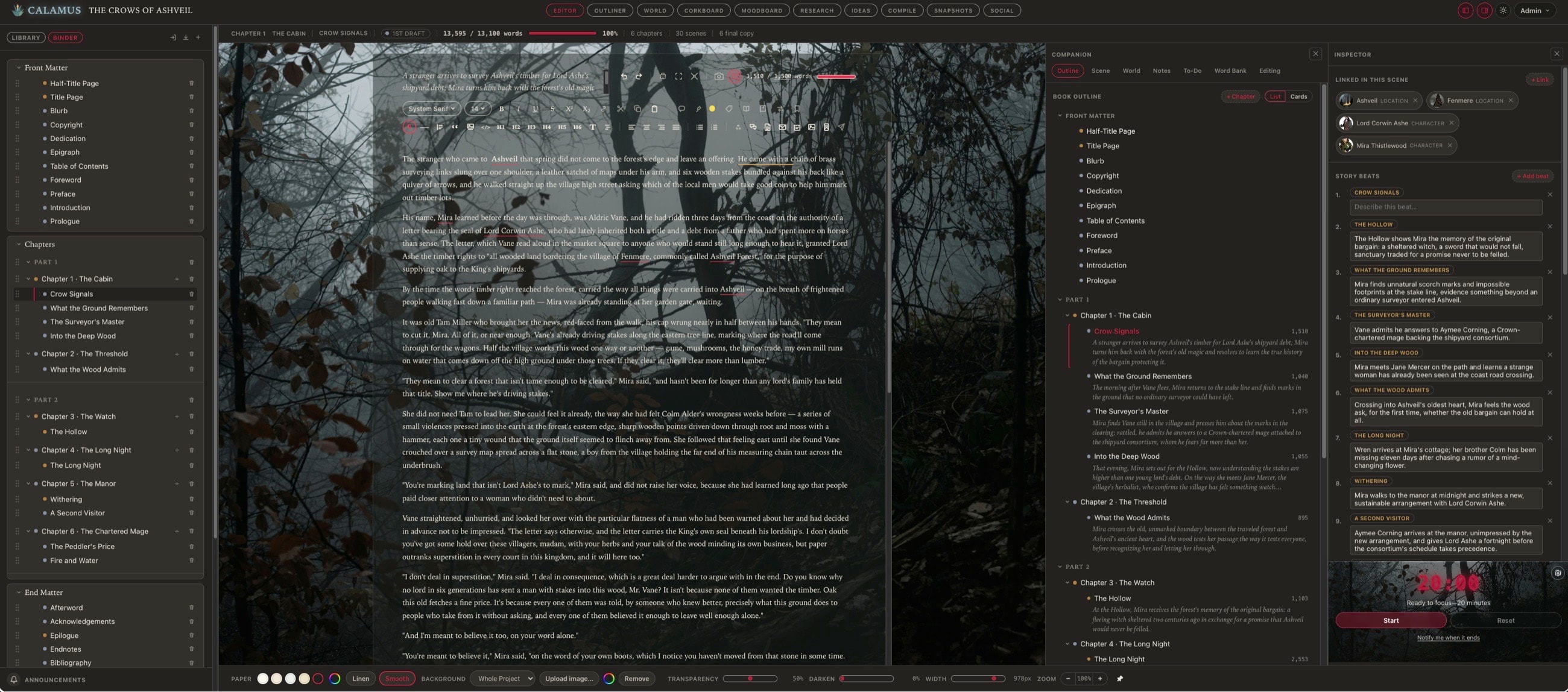 Typewriter Mode in the Calamus editor, the current line held at eye level